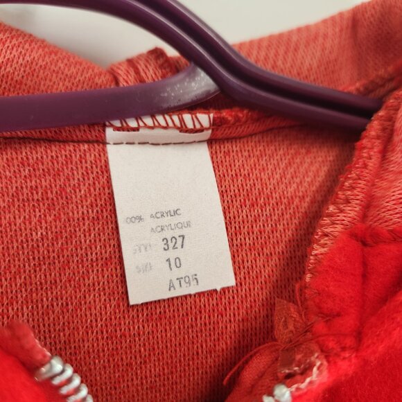 Vintage Red Acrylic Girls Hooded Jacket Size 10 - Picture 4 of 8
